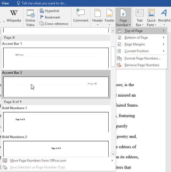 microsoft word for mac number pages on page 2